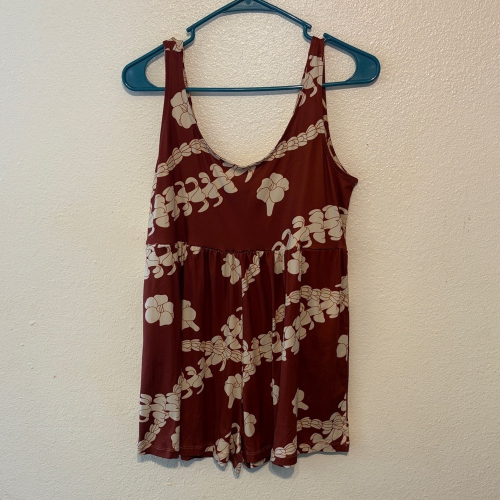 Floral Red and Cream Romper